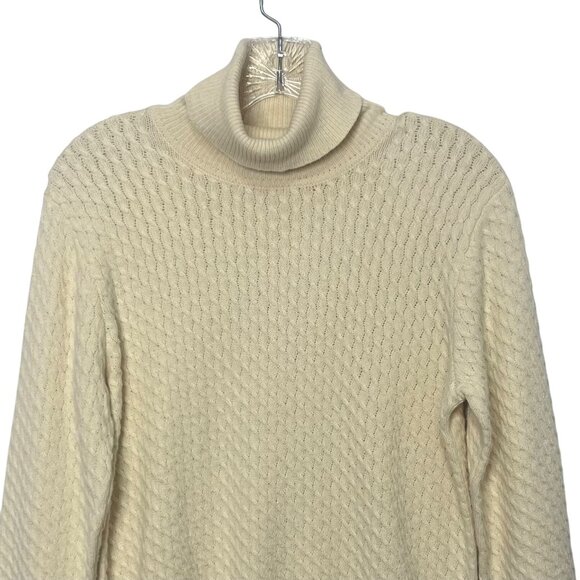 Cashmere Blend Turtleneck Sweater Womens Large Cream New WOT Canhcostier - Picture 3 of 8